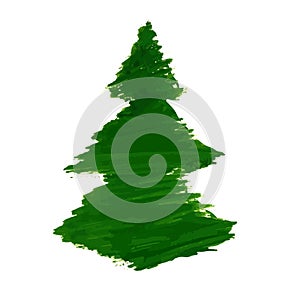 Christmas tree silhouette, isolated on white background, vector illustration