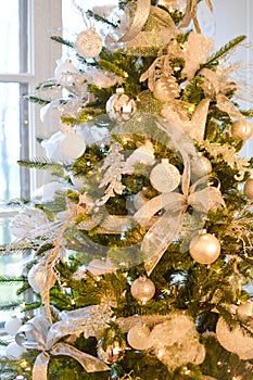 Christmas Tree with Silver and White Decorations