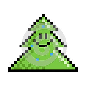 Christmas tree smiling in pixel art style