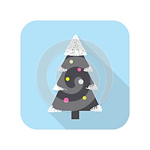 Christmas tree, snow on the branch, vector