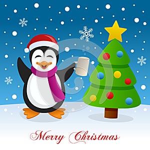 Christmas Tree, Snow & Drunk Penguin