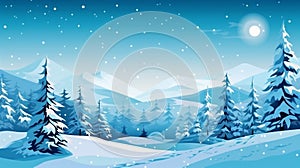 christmas tree snow fir blue white holiday winter background new year sky. Generative AI.