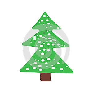 Christmas tree with snowflakes flat vector abstract element