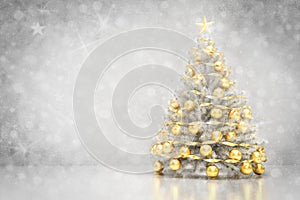 Christmas tree. Snowing and glitter background