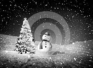 Christmas Tree Snowman Outdoor Concept