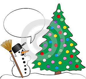 Christmas Tree Snowman Speech Bubble Comic