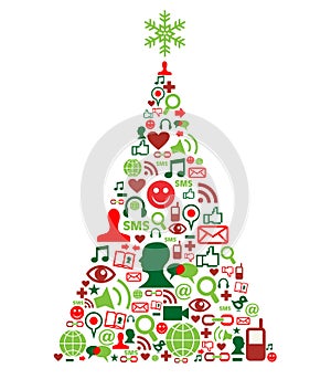 Christmas tree with social media icons