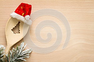 Christmas tree in spoon abstract food background