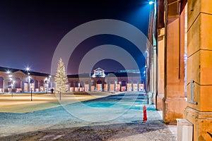 Christmas tree in square surrounded by loggias photo