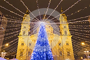 Christmas Tree in St. Stephen's Basilica Square, Budapest, Hunga