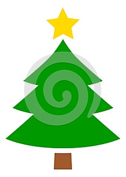 Christmas tree with star icon. Vector illustration isolated on white. Christmas holidays symbol