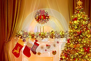 Christmas Tree, Stocking and Wreath, Holiday Lighting Decoration