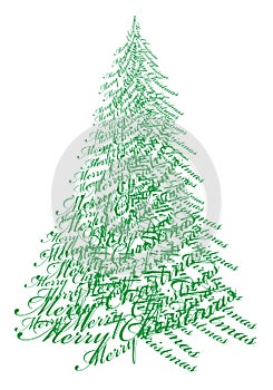 Christmas tree with text, vector