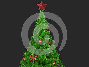 Christmas tree top with red decorations