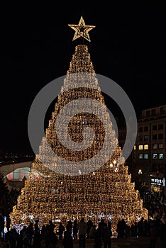 Christmas Tree on a town square in Porto, Portugal