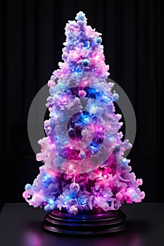 Christmas tree toy decorated for New Year\'s holiday on a dark background