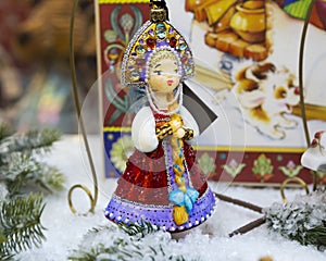 Christmas tree toy `Russian girl`.