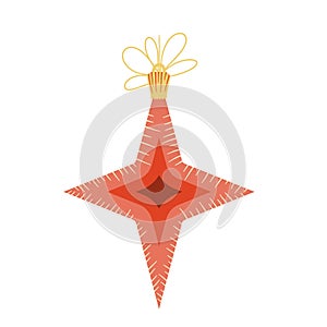 Christmas tree toy star in retro style is isolated on a white background. Mid-Century Modern design, 1950s 1960s. Vector