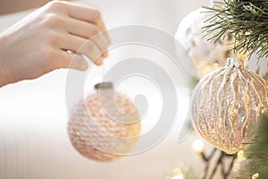 Christmas tree toys background . The concept of the celebration