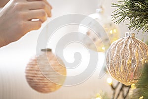 Christmas tree toys background . The concept of the celebration