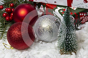 christmas tree toys and gifts on a white background