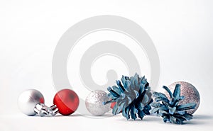 Christmas tree toys on a white background. Christmas decorations