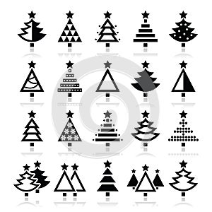 Christmas tree - various types icons set