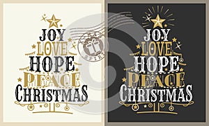 Christmas Tree vector With lettering And Elements