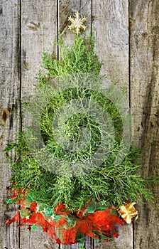 Christmas Tree on vintage wood