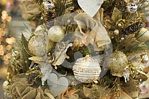 Christmas Tree Warm Yellow Golden Ball Ornaments