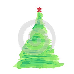 Vánoční stromeček akvarel vektor 