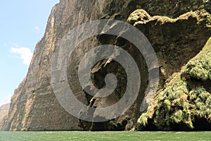 The christmas tree waterfall cascada arbol de navidad dried up in dry season at a cliff of the Sumidero Canyon Canon del Sumidero photo