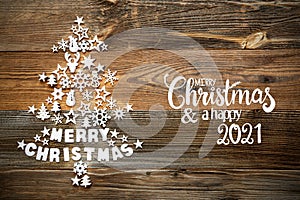 Christmas Tree, White Decoration, Ornament, Merry Christmas And A Happy 2021