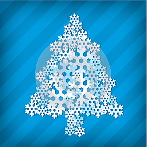 Christmas tree in white made by snowflake icons