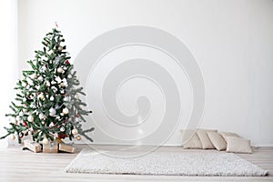 Christmas tree in the white room new year