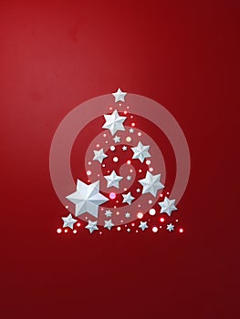 Christmas tree with white stars 3d rendering