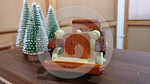 Christmas tree with wood toy car