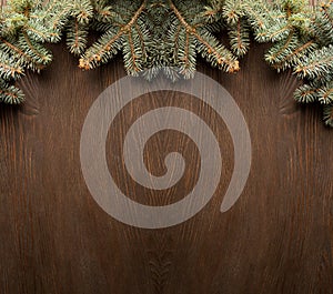 Christmas Tree on wooden background