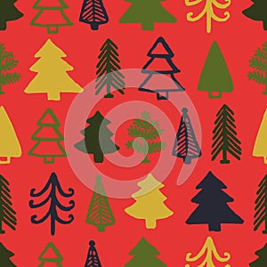 Christmas trees abstract seamless pattern winter holidays