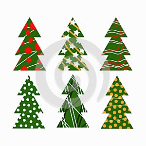 Christmas trees in an abstract style are bright
