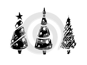Christmas trees black and white