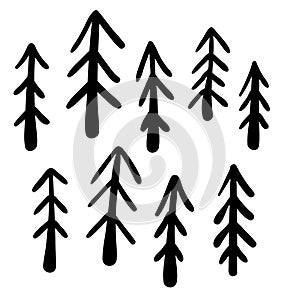 Christmas trees. Christmas vector clipart.