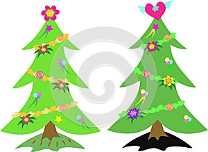 Christmas Trees with Decorations