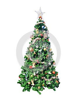 The Christmas trees fall beautifully. Was set up on the eve of the new year celebration White background isolate