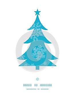 Christmas trees frame blue snowflakes textile