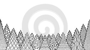 Line art of Christmas tree isolated on white background for coloring book, coloring page or print on stuffs.  Vector illustration photo