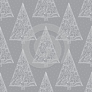 Christmas trees pattern. Abstract Xmas seamless background. Winter holidays vector texture for wallpaper, wrapping paper