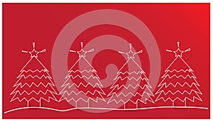 Christmas trees on red background