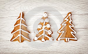 Christmas trees shaped gingerbread cookies, Yuletide, Merry Christmas