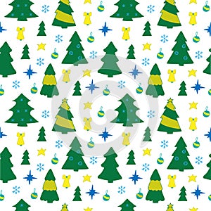 Christmas trees simless pattern vector illustration hand drawing